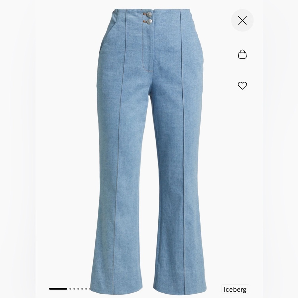 Veronica Beard Kean Pintuck Denim Flare Leg